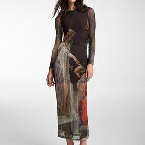 SOLD Printed Mesh Christianity Religion Long Sleeve Dress